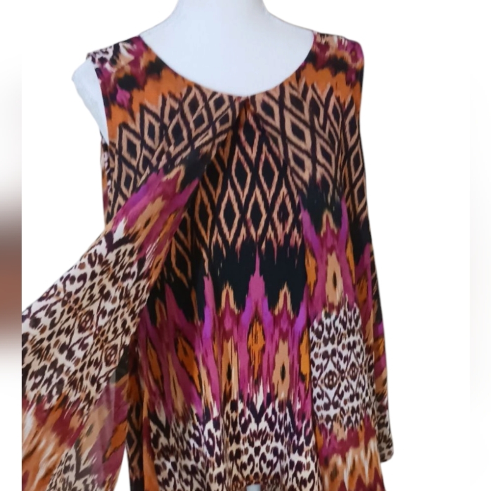 Women's Bohemian High-low Sleeveless Top Multi-layered 1X